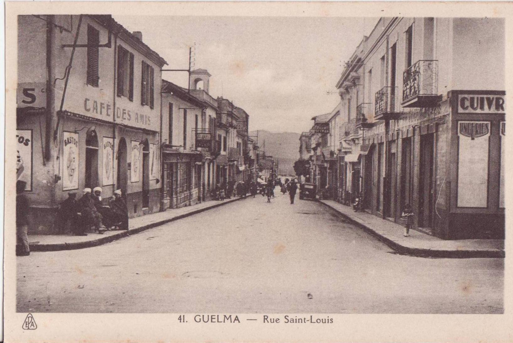 ALGERIE GUELMA RUE SAINT LOUIS.DEVANTURE D'UN CAFE