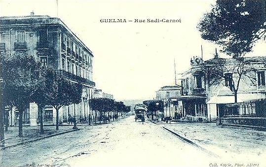 Algérie- GUELMA-Rue Sadi-Carnot- photo Albert- carte écrite en 1923