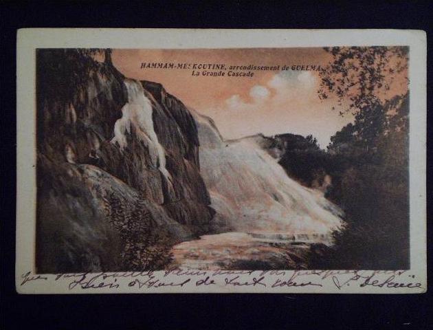 CPSM-ALGERIE-HAMMAM MESKOUTINE-ARRONDISSEMENT DE GUELMA-LA GRANDE CASCADE