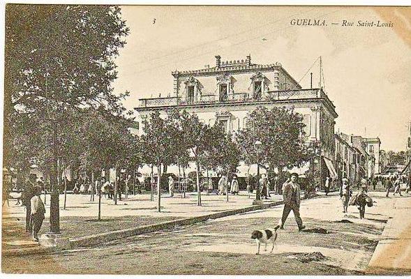 21-Guelma-Algerie Francaise-Rue Saint Louis-Animé-v.1908 x Parisr-Timbre 5c. France.