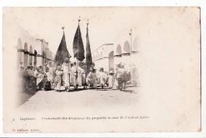 Algerie LAGHOUAT Jour AID et KEBIR Promenade DRAPEAUX PROPHETE CPA 1890s GEISER 9 Algeria Algerien Argelia Algerije