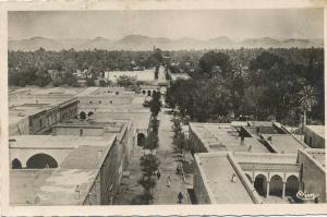 cpa,AFRIQUE DU NORD,ALGERIE sud,vue sur la ville LAGHOUAT,el aghouat,en 1949,maisons entourées d´oasis,oued,rare