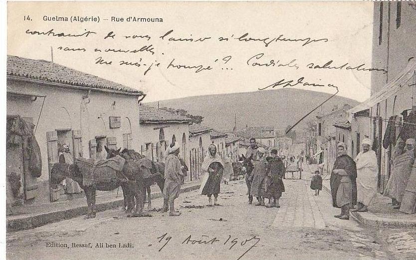 CPA ALGERIE CONSTANTINE GUELMA Rue d´ Armouna Belle Animation 1907