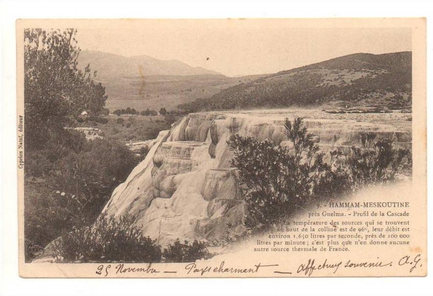 ALGERIE HAMMAM MESKOUTINE PRES DE GUELMA PROFIL DE LA CASCADE