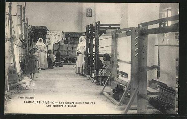 CPA Laghouat, Les Soers Missionaires, Le Metiers a Tisser, Teppichweberinnen in der Mission