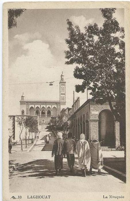 cpa bon etat , laghouat , la mosquée , carte rare en bistre