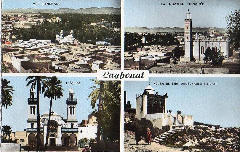 557 - Laghouat - Souvenir Multivues  vue générale la grande Mosquée l' Eglise Kouba de Sidi Abdelkader Djilali