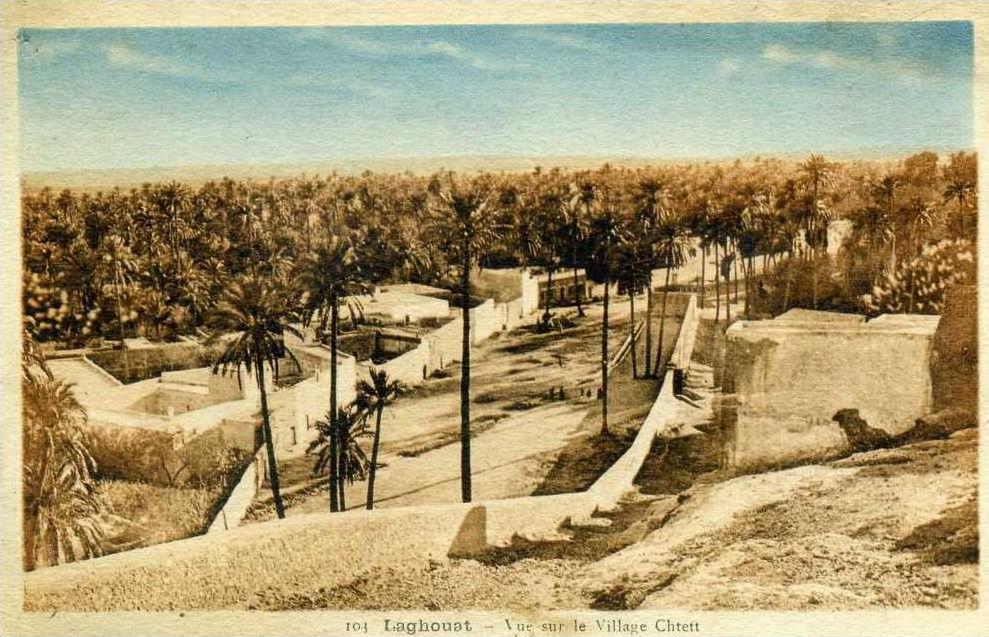 AFRIQUE- ALGERIE - LAGHOUAT - VUE SUR LE VILLAGE CHTETT