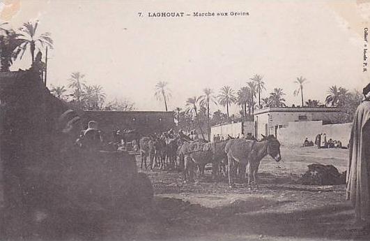 ALGERIE.LAGHOUAT.MARCHE AUX GRAINS ...cp abime coins haut voir scan