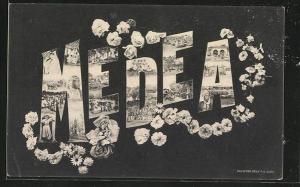 CPA Medea, verschiedene Ansichten im Schriftzug