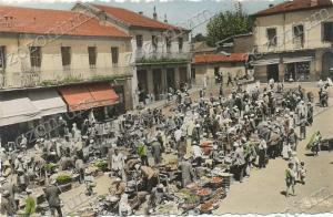 1960s ALGERIA ALGER MEDEA LA PLACE DU MARCHE TINTED vintage old photo postcard