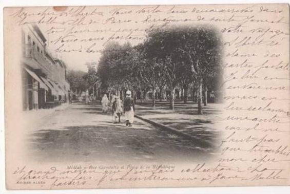 ALGERIE - MEDEA - MEDEAH - rue Gambetta et Place de la République