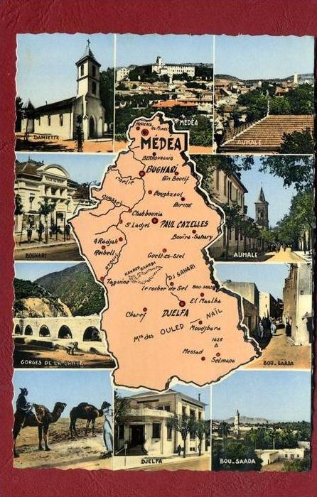 CPSM ALGERIE- MEDEA - DAMIETTE - AUMALE- DJELFA - BOU-SAADA - BOGHARI- PARFAIT état ALGERIA AFRIQUE AFRICA Card Carte