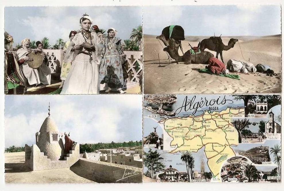 AK/PC/ 4 X CP/ALGERIE/CARTE ALGERIE/DANSE DES OULED NAILS/L HEURE DE PRIERE/LA PRIERE AU DESERT