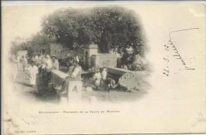 MOSTAGANEM FONTAINE DE LA PORTE DE MASCARA, CPA PRÉCURSEUR, 1902- 2 SCANS, (cf OBLITERATION D'ALGERIE)