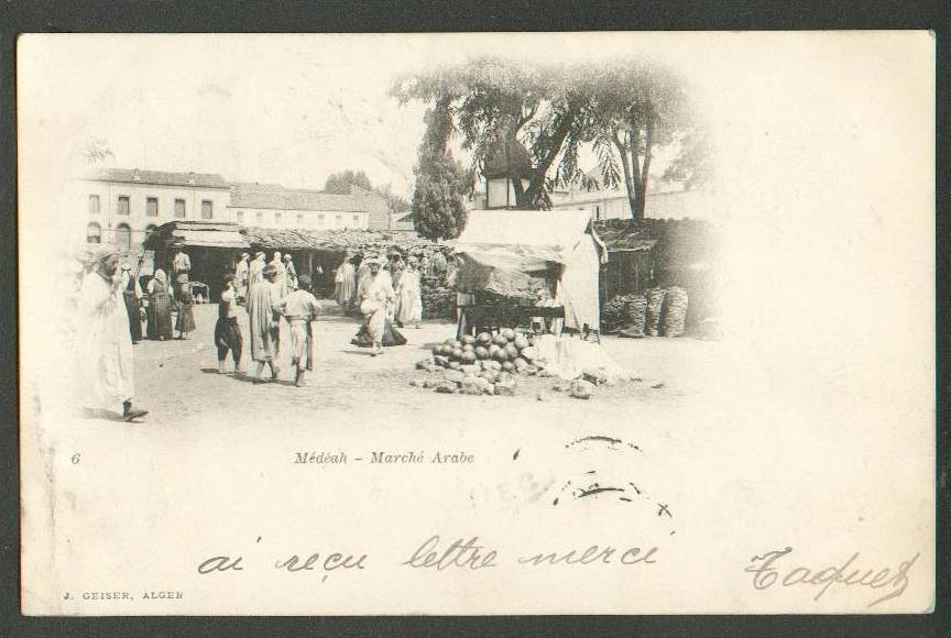 1903 ALGERIA ALGER MEDEAH MEDEA, ARABIAN MARKER SCENE , VINTAGE POSTCARD