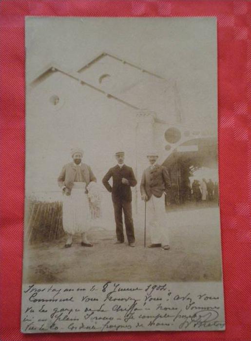 0108 ALGERIE Mostaganem CARTE PHOTO 3 personnages 1904