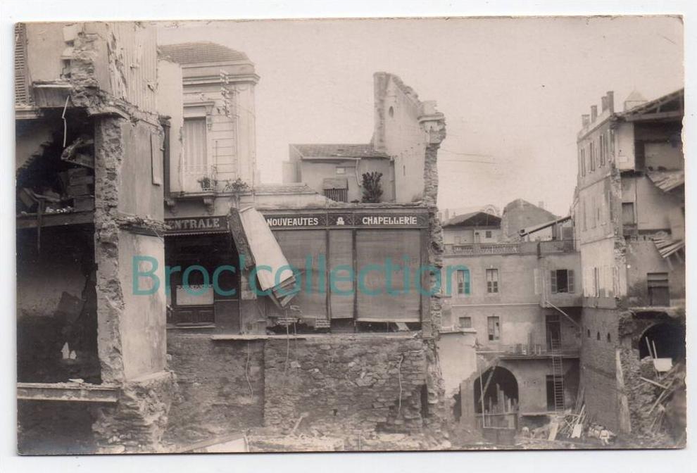 Mostaganem (à confirmer), carte-photo innondations de 1927, catastrophe, chapellerie, Algérie