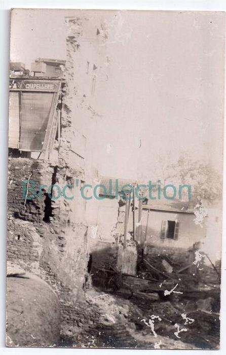Mostaganem (à confirmer), carte-photo innondations de 1927, catastrophe, chapellerie, Algérie, manques en surface