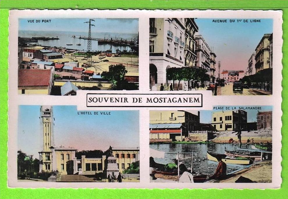 MOSTAGANEM / LE PORT / AVENUE DU 1er DE LIGNE / HOTEL DE VILLE / PLAGE DE LA SALAMANDRE / Carte vierge