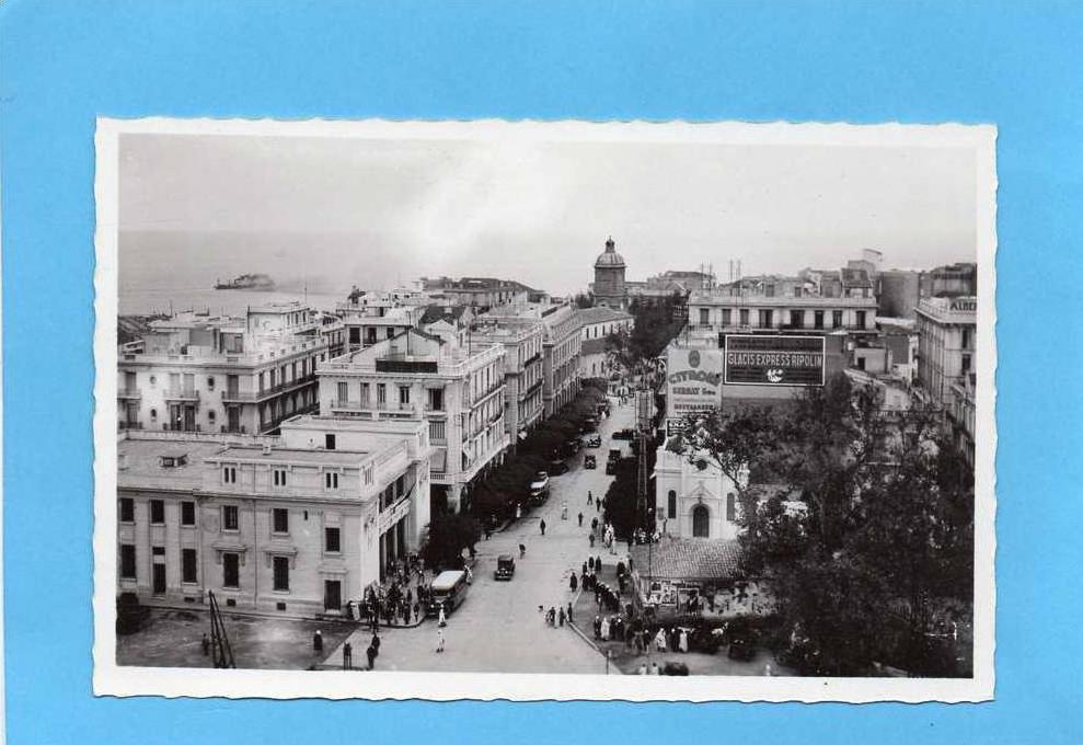 MOSTAGANEM-avenue du 1er de ligne --escale du ste marguerite fev 1948-pecherie azuréenne-pub Jcitroen