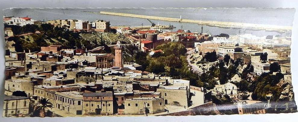 Carte postale Ancienne format allongé  MOSTAGANEM  vue générale sur le Sahel et le Port