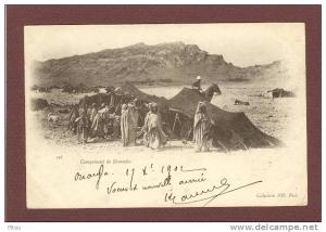 ALGERIE - OUARGLA - CAMPEMENT DE NOMADES - CLICHE 1900 - BEAU PLAN ANIME