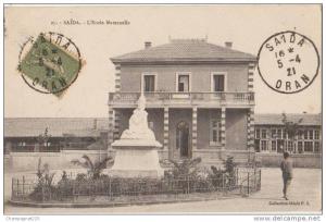 CPA ALGERIE SAÏDA Ecole Maternelle Statue 1921