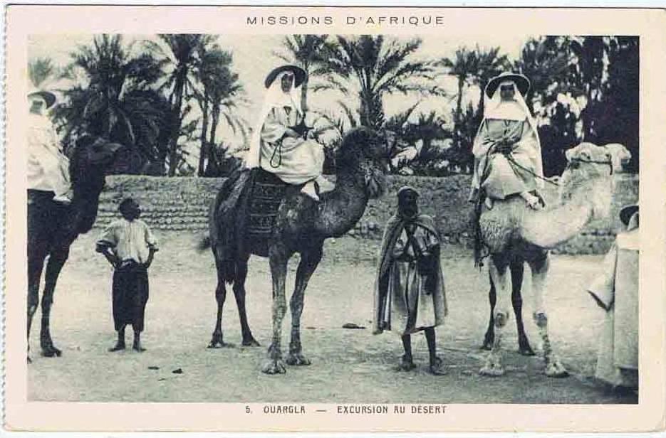 19?? - ALGERIE - SUPERBE CPA - OUARGLA - Excursion au désert - Religieuses à dos de dromadaires - Belle animation