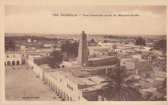 ALGERIE OUARGLA VUE GENERALE PRISE DU MINARET ARABE editeur chocolat cardon cambrai