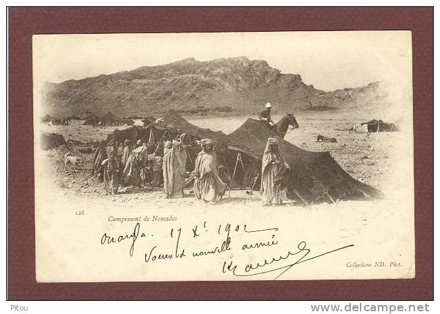 ALGERIE - OUARGLA - CAMPEMENT DE NOMADES - CLICHE 1900 - BEAU PLAN ANIME