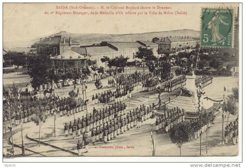 algérie Saïda décoration du drapeau 2ème régiment etranger  Belle animation