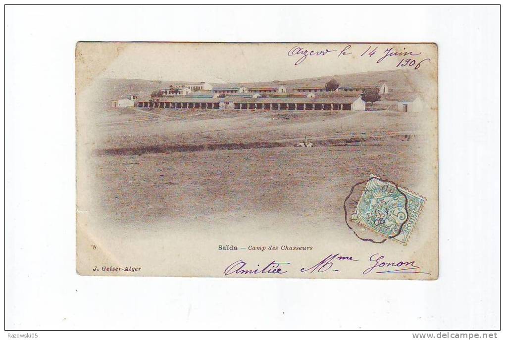 CARTE POSTALE. CP. CPA..........ALGERIE. COLONIE. SAIDA. CAMP DES CHASSEURS