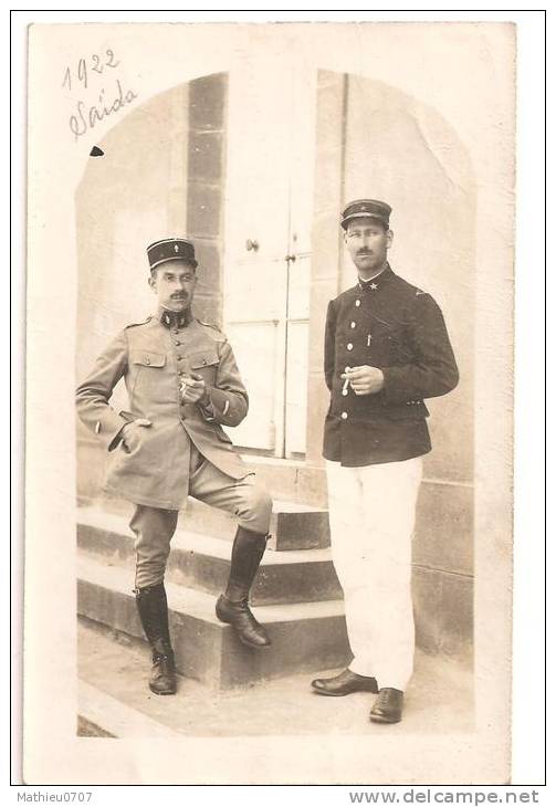 CPA , Algérie , Saida , Carte photo , Militaires , Animation