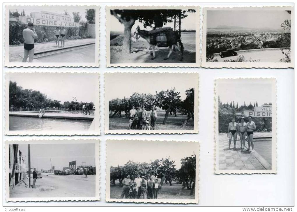 Saida - 8  photos  format 4.5 X 7 cm -  piscine  J. Vidal  etc...