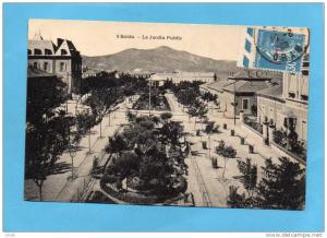 SAIDA-jardin public- -a voyagé en 1923-bel affranchissement semeuse surchargée  algérie