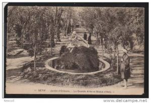 TN)10) Sétif Jardin d'Orléans - La Grande Allée et Statue d'Aeis