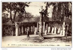 ALGERIE  SETIF  JARDIN D'ORLEANS  RUINES ROMAINSE ET BUSTE DU DUC D'ORLEANS