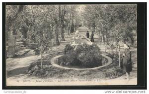CPA Setif, Jardin d'Orleans, La Grande Allée et Statue d'Aeis
