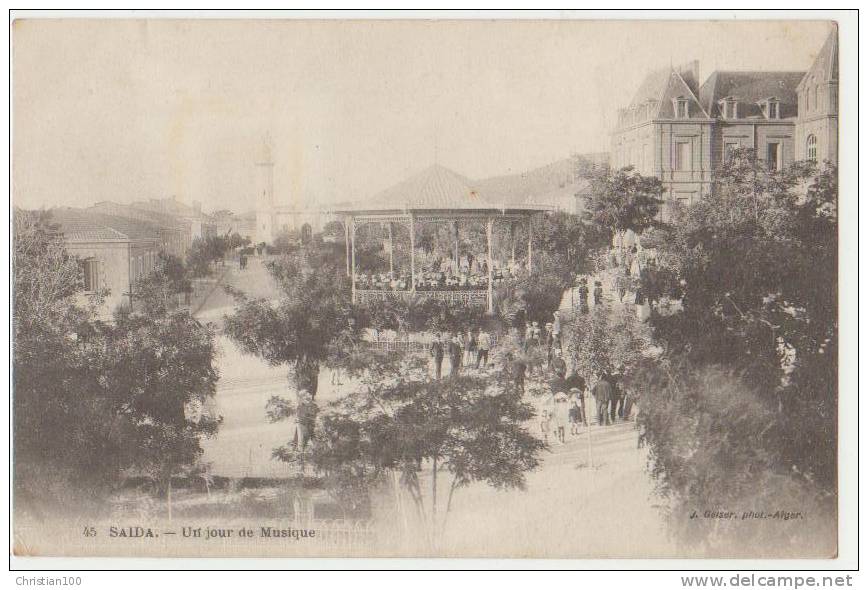 SAIDA  UN JOUR DE MUSIQUE - CPA  ECRITE EN 1916 - 2 SCANS -