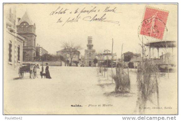 SAIDA- Place et Mairie- cpa trés animée, très belle!!!