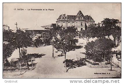 ALGERIE SAÏDA  LA PROMENADE ET LA PLACE ECRITE en 1907 BE
