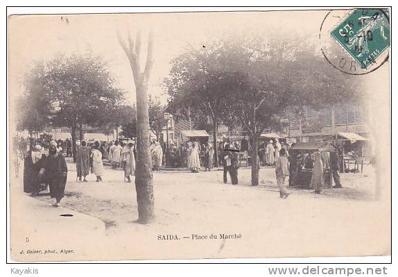 d - Rare Cpa SAIDA - Place du Marché (animée)