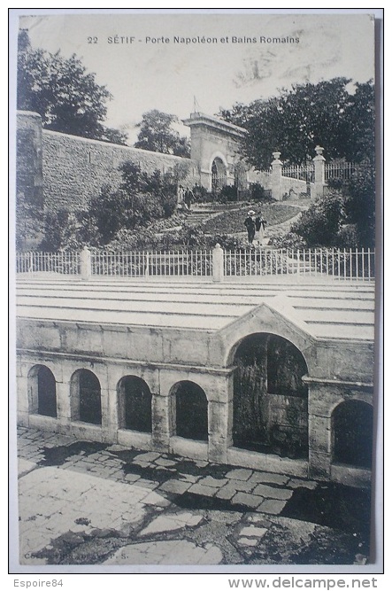 C. Postale  ALGERIE - SETIF - Porte Napoléon et Bains romains (1931)