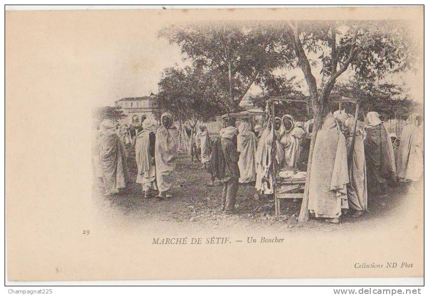 CPA ALGERIE SETIF Marché en Plein Air Un Boucher Boucherie Viande 1904