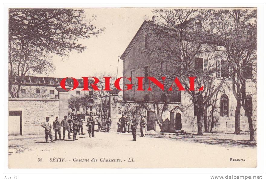 SETIF - ALGERIE (CPA ANIMEE) CASERNE DES CHASSEURS - TRES BEAU PLAN (BE)