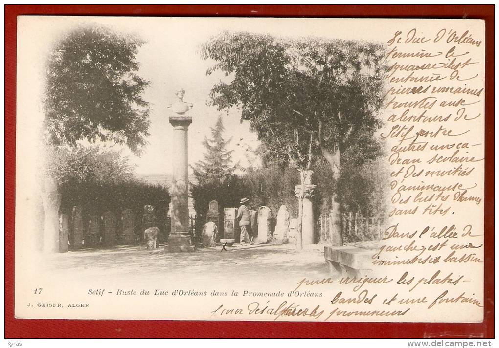 PIONNIERE . ALGERIE . SETIF . Buste du Duc d'Orléans dans la Promenade d'Orléans . Photo J. GEISER