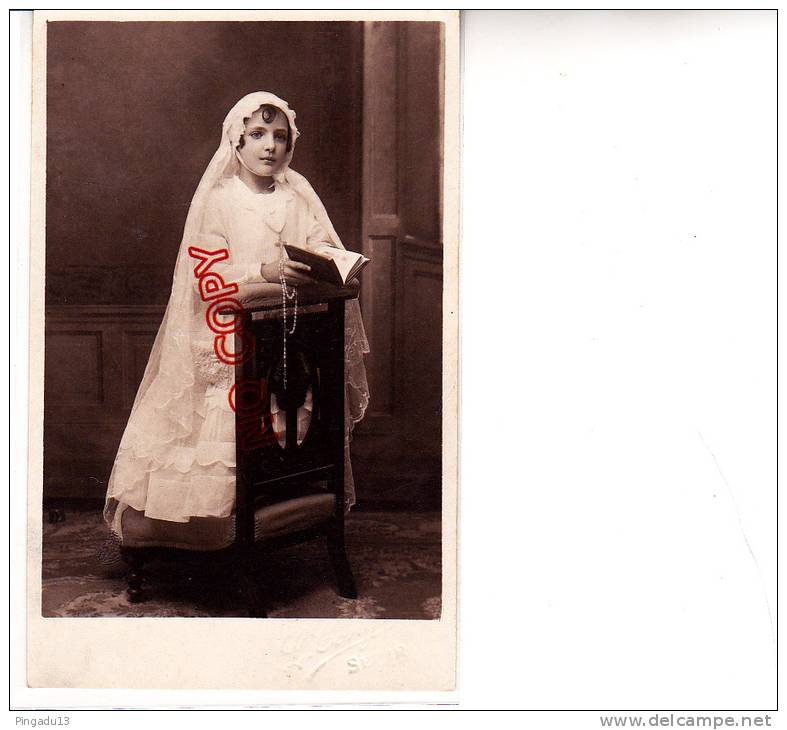 Carte photo photographe Conge Sétif communiante missel chapelet état luxe