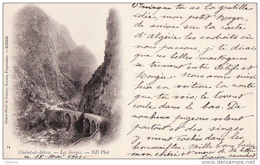 9620    CHABET EL ABKRA   ( route  SETIF a BOUGIE)  les gorges     circulée  1901  très bon état