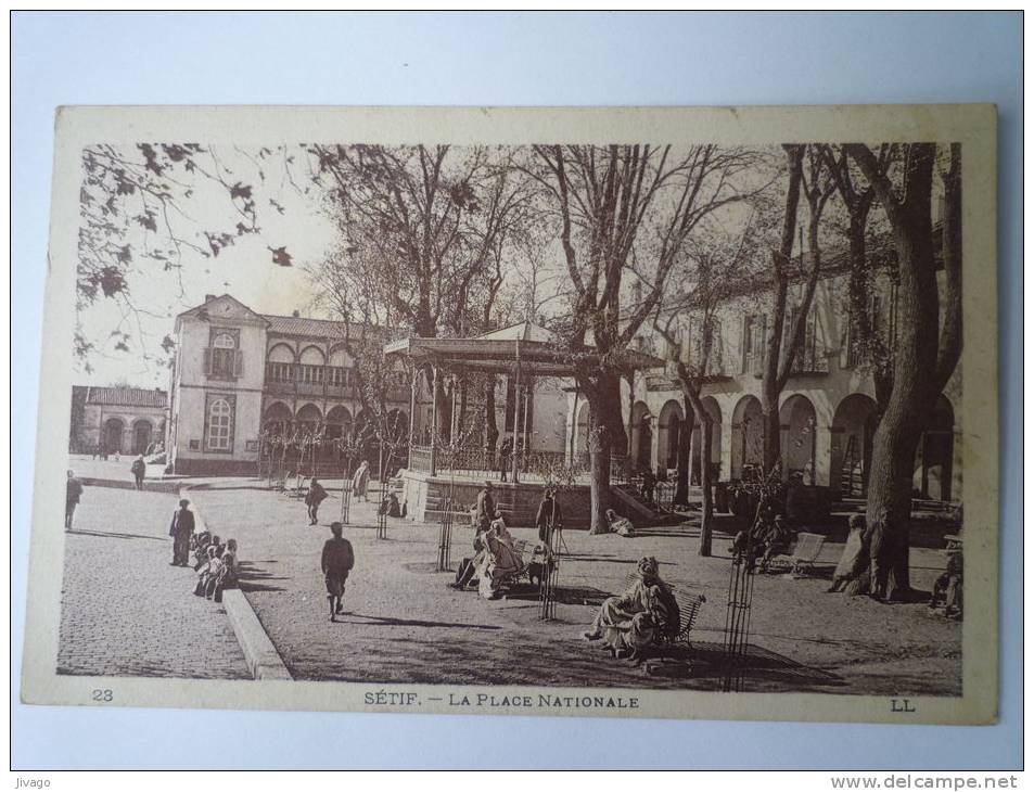 SETIF  (Algérie)    La Place Nationale  -  Carte animée sépia